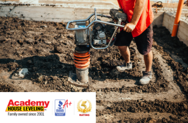 A man is using a machine for foundation repair services in Louisiana.