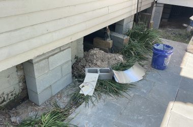 A house with a concrete foundation.