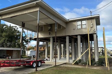 A house that is being built on a trailer.